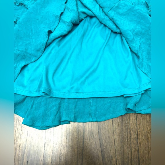 Davi & Dani Teal Ruffle Mini Dress Size Medium - Picture 9 of 9